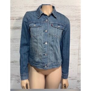 Levis Womens Denim Trucker Jacket Medium Wash Stretch Jean Jacket Size M